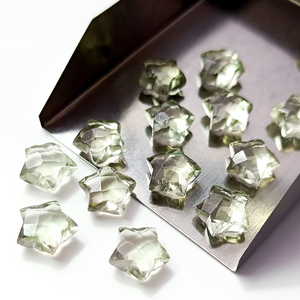 Améthyste verte à facettes en forme d'étoile Briolette Améthyste naturelle Perles de pierres précieuses en forme d'étoile Perles sculptées à la main en vrac 10mm de l'Inde - Product Image 3