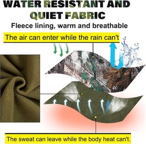 Men's Warm Breathable Waterproof Camo Hunting <b>Jacket</b> <b>with</b> Hood Winter Soft Shell <b>Fleece</b> <b>Lining</b> Quiet Optimal Outdoor Sports - Product Image 4