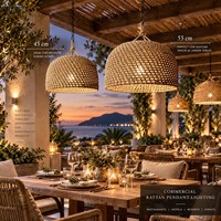 Luminaire suspendu en rotin tressé pour restaurants, salles à manger et projets hôteliers