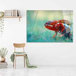 Tableau sur toile imprimé avec motif de reptile moderne : design élégant de caméléon, ART SUR VERRE TÉRMÉTRAL - Product Image 1