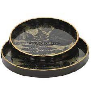 Lot de 2 plateaux de table classiques élégants pour la cuisine des hôtels Plateaux de service pour les repas du Ramadan Plateaux de service pour dattes et collations - Product Image 4