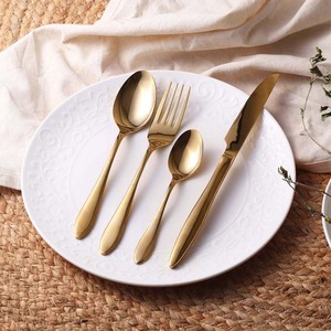 Juego de Cubiertos de acero inoxidable con acabado de cobre moderno con tenedor, cuchara, cuchillo para mesa de comedor, cocina, servicio y vajilla para restaurante - Product Image 3