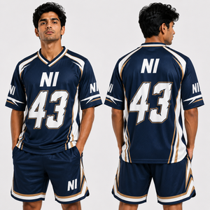 Ensemble maillot et short de football pour homme NI, col en V, impression sublimée, évacuation de l'humidité, uniforme sportif, vêtements de sport d'équipe, toutes saisons - Product Image 6