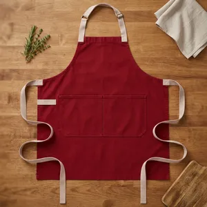 Delantal Clásico Rojo de Lona sin Mangas con Cintura Ajustable, Bolsillos Dobles, Resistente y Impermeable para Cocinar - Product Image 1