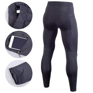 Pantalons de compression pour hommes de haute qualité, en spandex/polyester, respirants, confortables, mi-longs, trois couleurs : noir, blanc, gris - Product Image 4