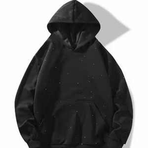 Sudadera con Capucha Unisex de Invierno, Corte Regular, Felpa, Estilo Urbano, Técnica Puff, Brillante, con Purpurina, Alta Calidad, Lisa Teñida - Product Image 1