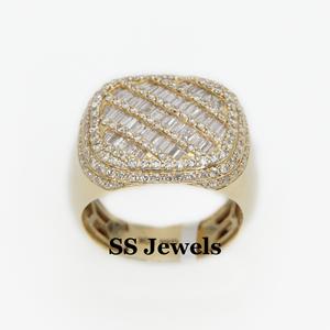 แหวนพิ้งกี้สำหรับผู้ชายประดับเพชร VVS Moissanite Baguette 925สเตอร์ลิงเงินฮิปฮอปเย็นสำหรับเป็นของขวัญครบรอบ - Product Image 1