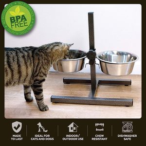Wholesale Elevated Dog <b>Bowl</b> Adjustable Raised Dog <b>Bowls</b> Stand Non-Slip Feet with 2 Stainless <b>Steel</b> <b>Bowl</b> for Cat Pets Feeder - Product Image 2