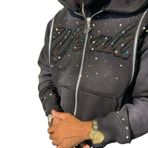 เสื้อฮู้ดดี้ผ้าฝ้าย 100% ทรงปกติ สวมใส่ได้ทั้งชายและหญิง พิมพ์โลโก้ตามสั่ง สำหรับฤดูหนาว แบบลำลอง ตกแต่งด้วยคริสตัล รับผลิตแบบ OEM - Product Image 2