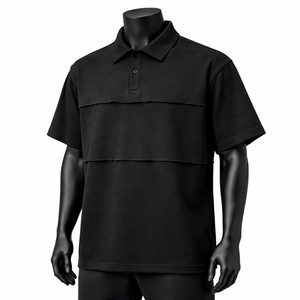 Camiseta Polo Negra Extra Grande Personalizada para Hombre, de Manga Corta, Estilo Casual, para Golf, Venta al Por Mayor, Fabricante OEM - Product Image 3