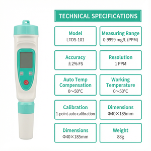 डिजिटल पोर्टेबल पेन-टाइप मीटर पानी की गुणवत्ता टेस्टर 0-9999 पीपीएम माप रेंज आरओ सिस्टम पेयजल शुद्धता ओएम/ओडम - Product Image 2