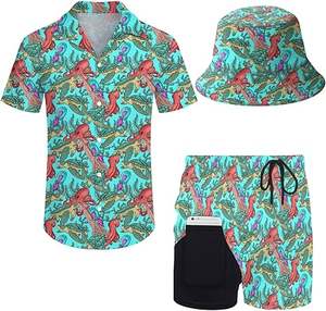 High Quality Summer Men's Casual Hawaiian Beach <b>Shirt</b> Two-Piece Set with Knitted Flannel Shorts <b>6XL</b> Size Printed <b>T</b>-<b>Shirts</b> - Product Image 1