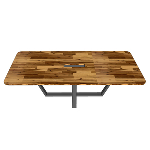 Modern 120x240cm Acacia Wood Meeting <b>Table</b> with Powder-Coated Iron Legs for <b>Office</b> & Hotel Conference Rooms-BH68029 - Product Image 2