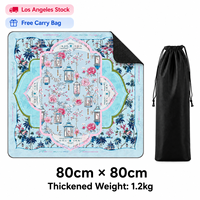 Tapis de table de mahjong premium 80x80cm, base en caoutchouc épaissie antidérapante, design pavillon de jardin chinois avec sac de rangement