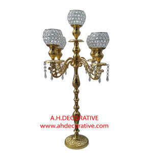 Centres de table de mariage Chandelier en relief doré Bougeoir à 5 bras avec verre Chandelier votif fait à la main pour la décoration de la maison - Product Image 2