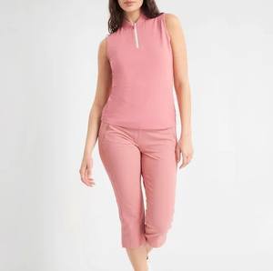 Ropa informal de moda, camiseta sin mangas antiestática para mujer, diseño personalizable, camiseta sin mangas para mujer sin cuello con cremallera, comodidad de Color rosa claro - Product Image 3