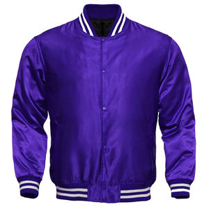 Blouson aviateur en satin de soie pour homme avec logo brodé et patché Vestes Letterman pour homme Vêtements d'extérieur - Product Image 5