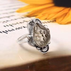 Anillo tallado de amatista verde de Plata de Ley 925 para mujer, regalo de aniversario de cumpleaños bohemio vermeil de eternidad, regalo perfecto - Product Image 4