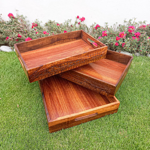 Lot de 3 plateaux traditionnels en bois de tailles personnalisées, plateaux pakistanais en bois, plateaux en bois de haute qualité - Product Image 2