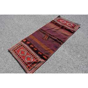 Tapis turc vintage, tapis de 2,8 x 6,8 pieds, tapis oriental en laine rouge - Product Image 4