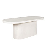 Table à manger rectangulaire moderne en fibro-ciment gris pour jardin, extérieur, maison, hôtel, école, ferme, appartement