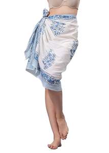 Custom Women's Indigo Floral Cotton <b>Sarong</b> Hand Block Printed <b>Beach</b> Wrap Soft Voile Fabric Summer Scarf Multi-use Pareo Dress - Product Image 2
