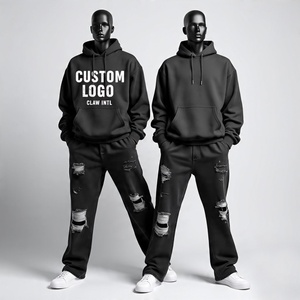 Ensemble de pantalons de survêtement baggy surdimensionnés de haute qualité avec logo personnalisé vêtements de sport pour hommes avec sweat à capuche vierge survêtements pour hommes - Product Image 1