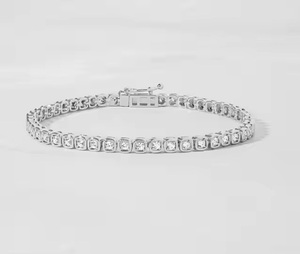 14K White Gold Round Cut Diamond Tennis Bracelet Elegant Jewelry for Special Occasions Moissanite Bracelets - Product Image 1