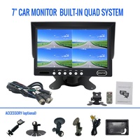 Kit de moniteur quadruple AHD 1080P 7 pouces | Écran partagé | Système de caméra de recul étanche IP69K | Connecteur aérien 4 canaux pour flotte de camions et bus