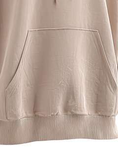 Sudadera con capucha beige de gran tamaño para hombre con bolsillo de canguro, diseño de hombro caído, sudadera informal de lana suave para Calle - Product Image 5