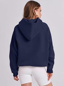 Vente en gros de sweats à capuche surdimensionnés pour femmes coupe ample pour femmes manches longues sweat à capuche décontracté grande taille épais pour femmes mode - Product Image 6