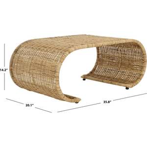 Mesa de Centro de Ratán Hecha a Mano de Estilo Minimalista, Mesa Auxiliar Curva de Mimbre, Muebles Rústicos de Estilo Bohemio para Sala de Estar de Vietnam - Product Image 4