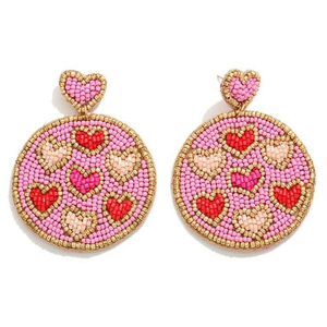 Trendy stylish new looking fashion <b>pink</b> beads <b>earring</b> heart design seed beaded colour full best <b>earring</b> by glowin fashion - Product Image 6