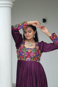 <b>Presents</b> this Stunning Beautiful Digital Printed Ethnic Wear Fully Flaired Gown Set Collection Half INNER Attached Heavy Crepe - Product Image 3