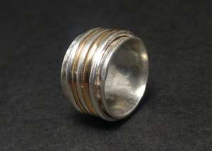 925 argent Sterling Unique minimaliste Spinner Band Fine Vintage bijoux en argent idée cadeau de mariage - Product Image 4