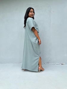 Robe Kaftan en Coton Double Gaze pour Femme – Robe d'Été, Cache-Maillot de Plage, Caftan de Vacances, Tenue de Croisière et de Soirée – Style Estival - Product Image 2