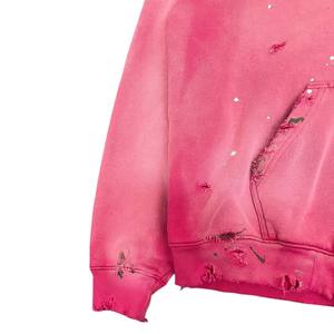 เสื้อฮู้ดดี้ผ้าฝ้ายฟลีซเนื้อหนักคุณภาพเยี่ยมสไตล์วินเทจ ล้างสีแบบแอซิดวอช พร้อมซิปสำหรับผู้ชาย แบบสั่งทำพิเศษ - Product Image 6