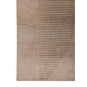 พรมทอมือลายเส้นโค้งสีเบจน้ำตาล ลายแบบนามธรรมทันสมัย สำหรับบ้าน ห้องนอน ห้องนั่งเล่น ห้องวัยรุ่น รูปทรงสี่เหลี่ยมผืนผ้า Hwt-85 ผ้าฝ้าย - Product Image 4