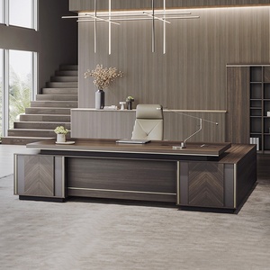 High End Luxury Director Office <b>Desk</b> <b>Set</b> Smart Storage Filing Cabinet Office <b>Desk</b> and Chair Combo Premium Melamine Wooden - Product Image 4