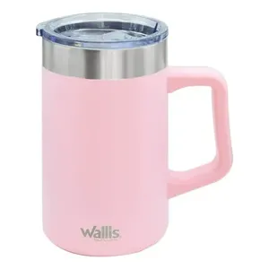 Bicchiere in acciaio inossidabile con protezione antispruzzo 590 ml rosa chiaro opaco - Product Image 2