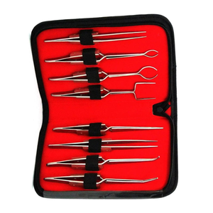 Ensemble d'instruments manuels à poignée en fibre de 8 pièces avec pince à épiler assortie avec pochette zippée à verrouillage croisé pour diverses tâches chirurgicales - Product Image 4