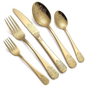 Ensemble de 4 couverts en acier inoxydable à poignée simple plaqué or fini parfait pour la vaisselle cuisine utiliser des couverts de qualité supérieure - Product Image 2