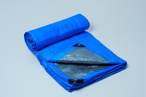 ผ้าใบกันน้ำสีน้ำเงินเทา หนัก ทนทาน ผลิตจากผ้า PE เคลือบกันน้ำ สำหรับคลุมรถบรรทุก รถไฟ และรถพ่วง - Product Image 5