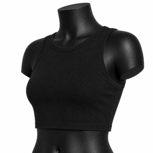 Top Corto Acanalado Personalizado para Mujer, Sin Mangas, para Gimnasio, Yoga, Fitness, Ropa Deportiva, OEM, Venta al Por Mayor, Alta Calidad - Product Image 3