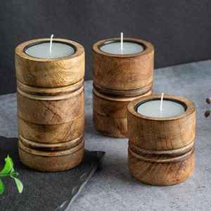 Contenedor de velas de madera de lujo artesanal de calidad superior portavelas ecológicos para Decoración de mesa y eventos - Product Image 2