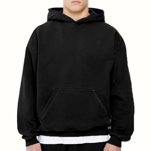 Sweat-shirts à capuche en molleton français à épaules tombantes personnalisés pour hommes, logo personnalisé, pull-over surdimensionné, poids lourd, 100% coton - Product Image 6