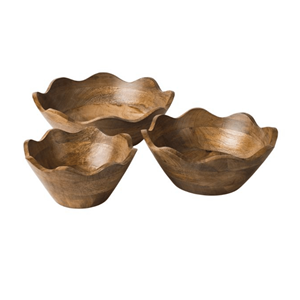 Wholesale <b>Set</b> of 3 Bohemian Design Acacia Wood Salad <b>Bowl</b> Natural Wooden Serving <b>Bowl</b> Kitchenware From Vietnam - Product Image 1