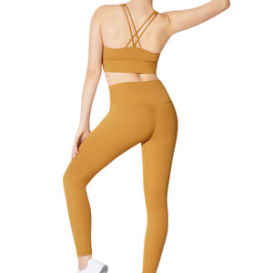 Conjunto de Yoga para Mujer, Elegante y Personalizado, de Primera Calidad, con Patrón Sólido y Logotipo Frontal, 2 Piezas, Secado Rápido, Transpirable, Superventas - Product Image 4