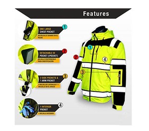 Veste chauffante de sécurité réfléchissante haute visibilité extérieure K-T qualité respirante à prix compétitif - Product Image 3