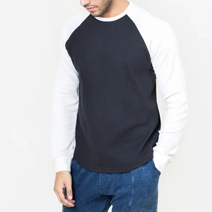 Camiseta de Manga Larga Raglán de Corte Regular con Acabado de Tinte Pigmentado, Camiseta de Béisbol para Hombre, Algodón Grueso, Ropa Urbana - Product Image 2